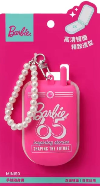 Barbie Pink Phone Shaped Compact Makeup Mirror With Keyring dll tys
