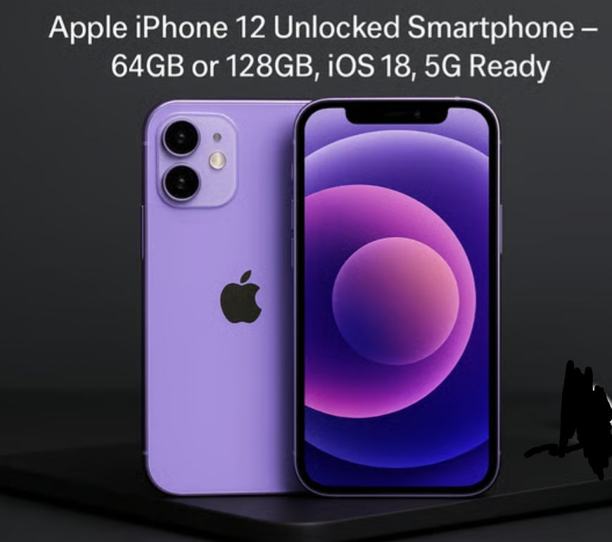 Apple iPhone 12 Mini Smartphone Facial Recognition Function Dust Water & Scratch Resistant HD Screen Super/Fast Charging (256GB ROM) (Purple) Smartphone smp
