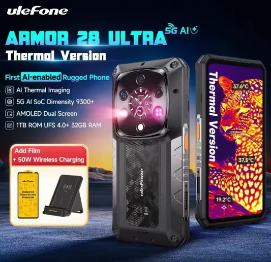 Ulefone Armor 28 Ultra 5G AI Rugged Global Version Smartphone Facial Recognition & Fingerprint Unlock Function Dust Water & Scratch Resistant HD Screen Super/Fast Charging Smartphone + FREE Film.smp