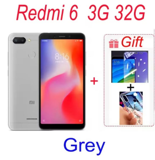 Xiaomi Redmi 6A Global Version Grey Smartphone Facial Recognition & Fingerprint Unlock Function Dust Water & Scratch Resistant HD Screen Super/Fast Charging (RAM 3GB+32GB ROM) Smartphone + FREE Gifts. smp