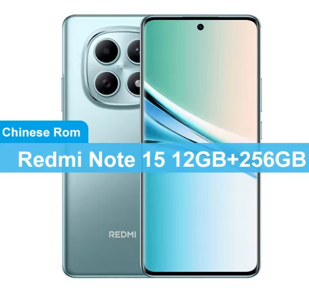 Xiaomi Redmi Note 15 Chinese Version Cyan Smartphone Facial Recognition & Fingerprint Unlock Function Dust Water & Scratch Resistant HD Screen Super/Fast Charging Smartphone. smp