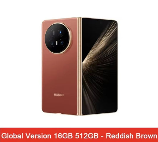 Honor Magic V5 5G Global Version Brown Smartphone Facial Recognition & Fingerprint Unlock Function Dust Water & Scratch Resistant HD Screen Super/Fast Charging Smartphone smp