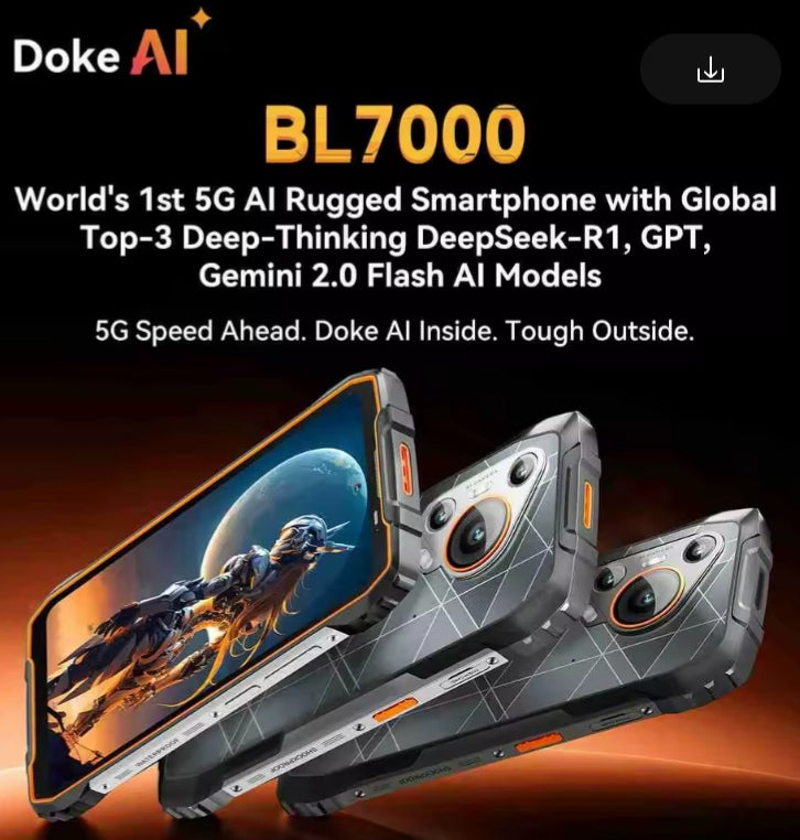 Blackview BL7000 5G AI Rugged Android 15 Smartphone 6.78inch HD+ 2.4K Screen (Orange) Smartphone + FREE BT Earphones + FREE US Plug Adapter. smp