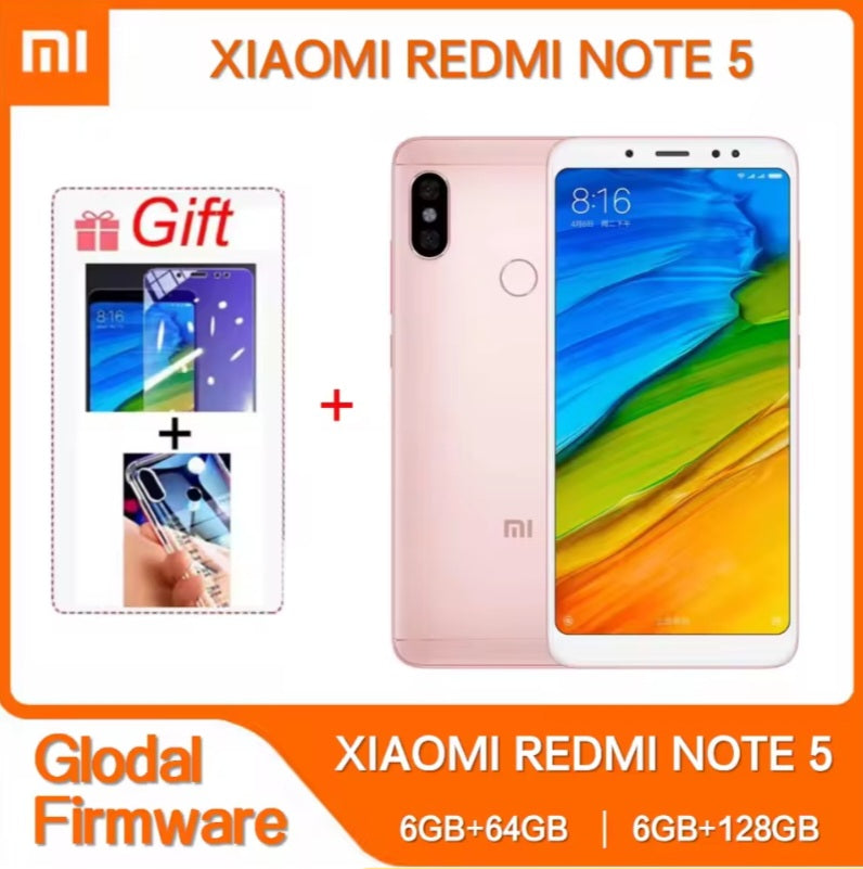 Xiaomi Redmi Note 5 Global Version Black Smartphone Facial Recognition & Fingerprint Unlock Function Dust Water & Scratch Resistant HD Screen Super/Fast Charging Smartphone (RAM 3GB+32GB ROM) + FREE  Gift. smp