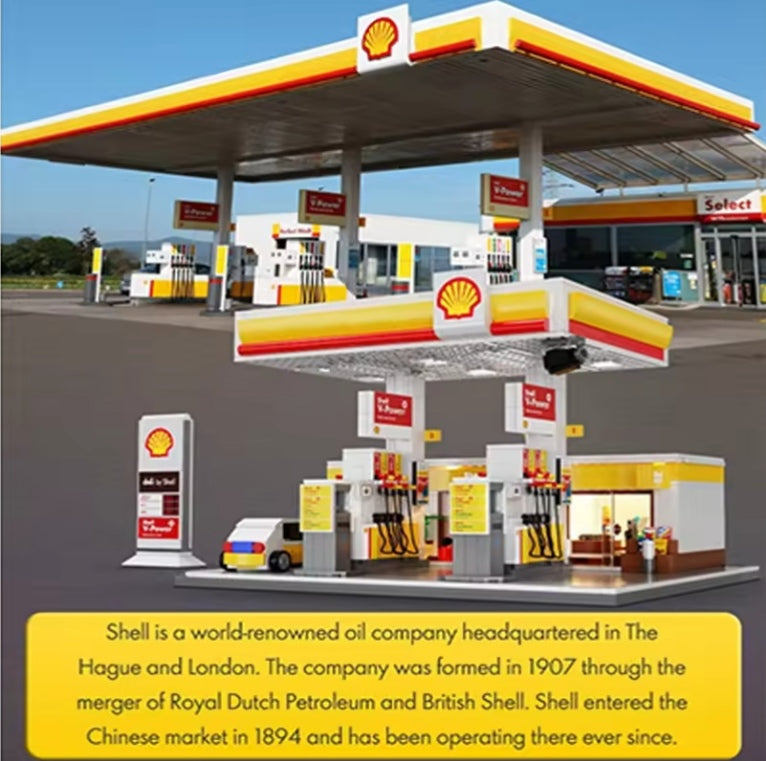 Shell Retail Station Car Wash Gas Station Building Blocks Set Toys tys bbs crs