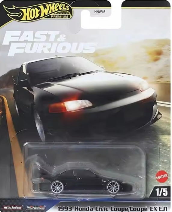 Hot Wheels Premium Fast & Furious "1993 Honda Civic Coupe" Toy Car tys crs