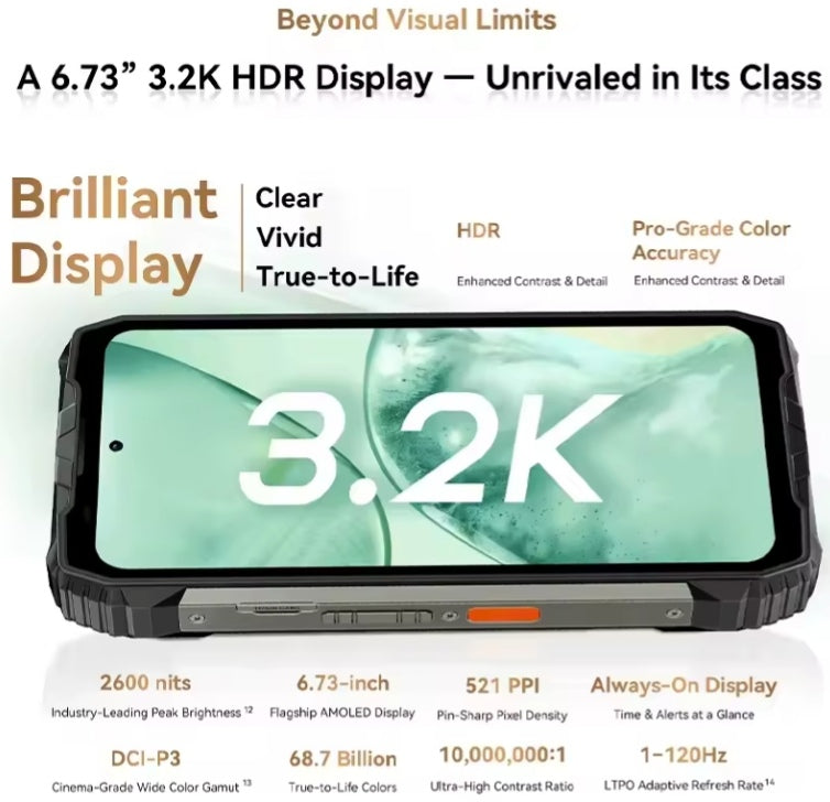 Blackview XPLORE 2 5G Rugged Smartphone 6.73inch HD Screen RAM 16GB+1TB ROM Global Version Android 15 (Black) Smartphone +1 FREE W80Pro Smartwatch. smp