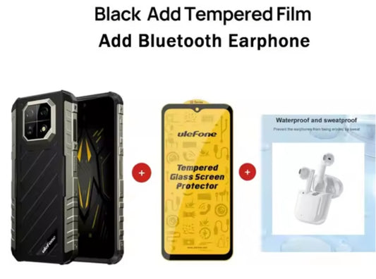 Ulefone Armor Rugged Global Version Smartphone Facial Recognition & Fingerprint Unlock Function Dust Water & Scratch Resistant (256GB ROM) Black Smartphone + Free Tampered Film + Free BT Earphones smp