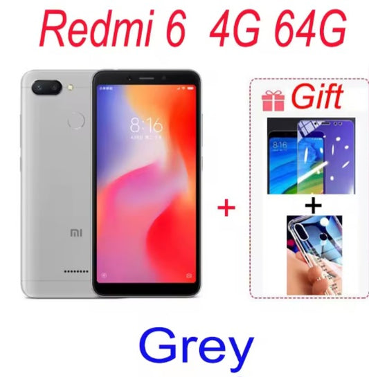 Xiaomi Redmi 6A Global Version Grey Smartphone Facial Recognition & Fingerprint Unlock Function Dust Water & Scratch Resistant HD Screen Super/Fast Charging (RAM 4GB+64GB ROM) Smartphone + FREE Gifts. smp