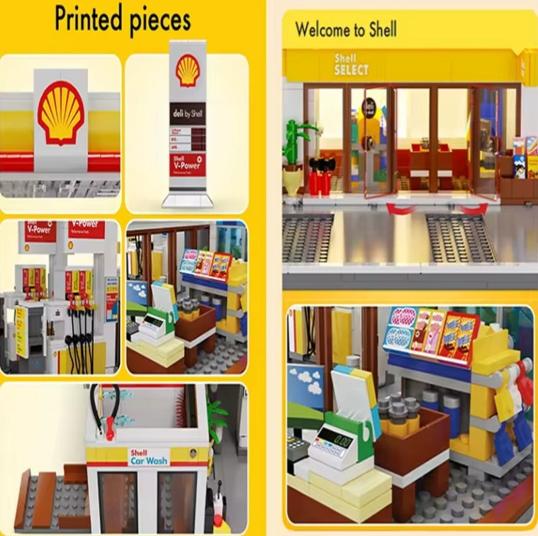 Shell Retail Station Car Wash Gas Station Building Blocks Set Toys tys bbs crs