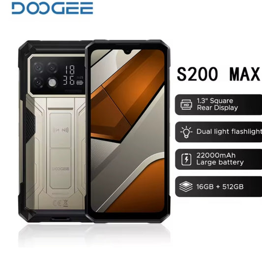 DOOGEE S200 Max Rugged Global Version Gold Smartphone Facial Recognition & Fingerprint Unlock Function Dust Water & Scratch Resistant HD Screen Super/Fast Charging Smartphone. smp