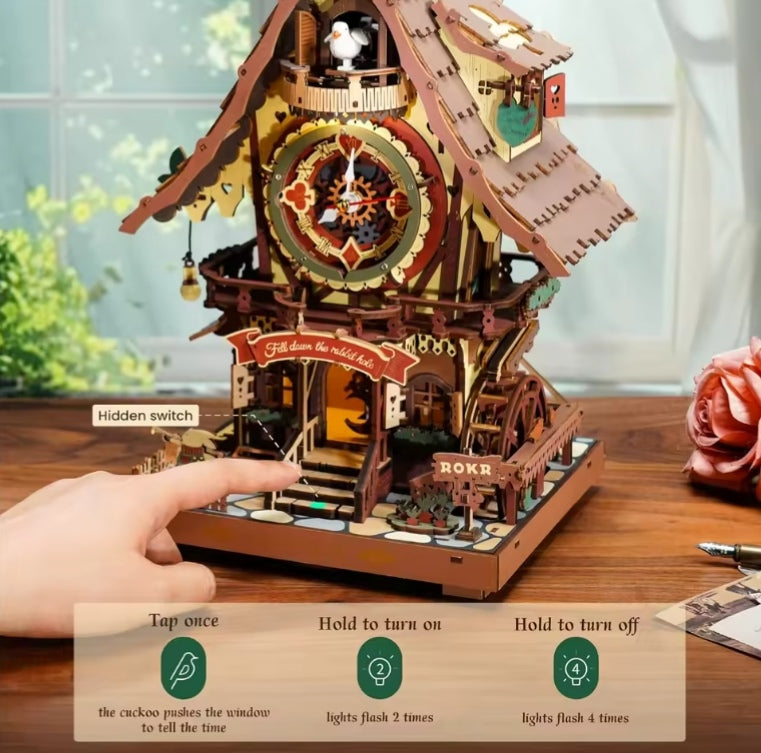 Black Forest Style 3D Wooden Puzzle Cuckoo Clock With Working Bird Building Blocks Set Toys tys bbs