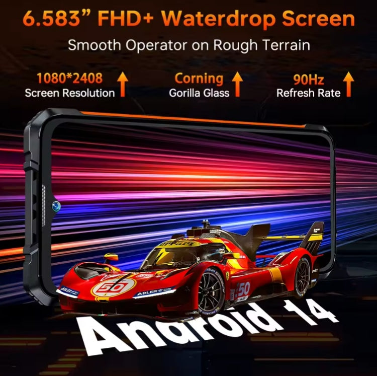 CUBOT Kingkong Ace 3 Waterproof Smartphone Global Version Super/Fast Charging HD Screen Android 14 (Orange) Smartphone smp