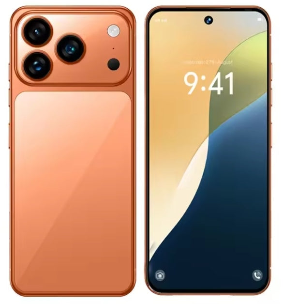 2025 HOT I17 Pro Max 5G Android 15 System Global Version 12GB 512GB (Orange) Smartphone smp