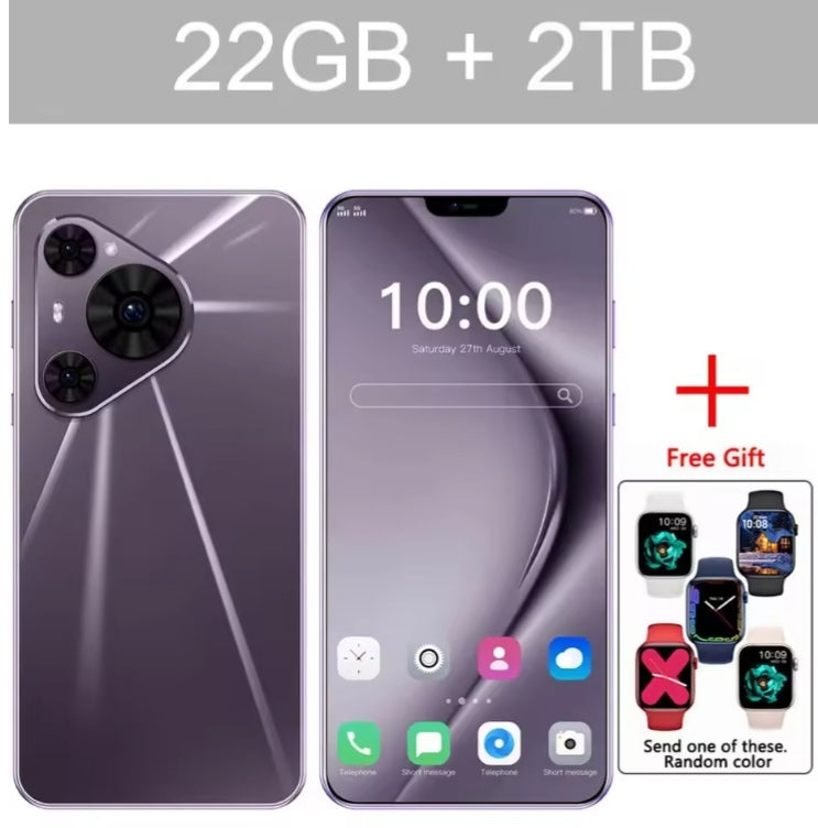 2026 HOT New P80 Ultra 7.0inch HD 4K 4G 5G Android 22GB+2TB (Purple) Smartphone +1 FREE Smartwatch smp