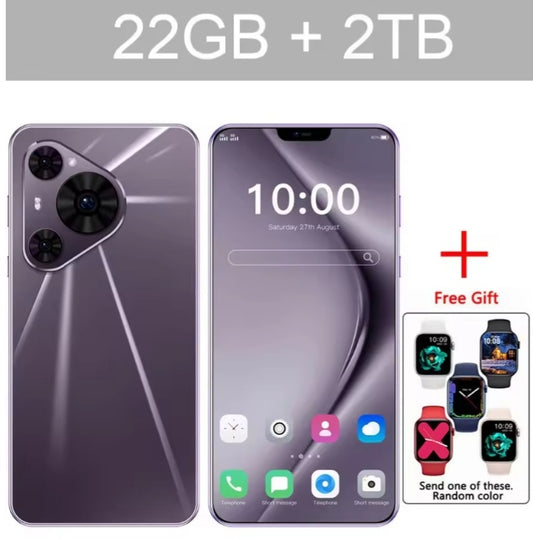 2026 HOT New P80 Ultra 7.0inch HD 4K 4G 5G Android 22GB+2TB (Purple) Smartphone +1 FREE Smartwatch smp