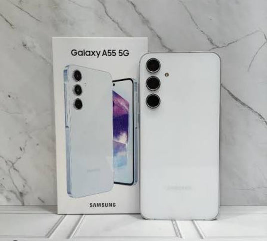 Samsung Galaxy A55 5G US Version Smartphone Facial Recognition & Fingerprint Unlock Function Dust Water & Scratch Resistant HD Screen Super/Fast Charging (128GB Full Set) (White) Smartphone smp