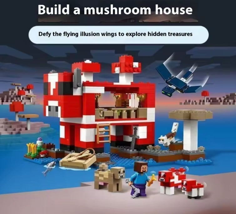 Foldable Mushroom Farmhouse Building Blocks Set Toys tys bbs