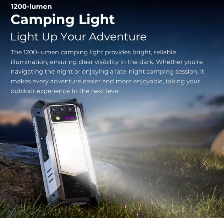 OUKITEL WP100 Rugged Phone Laser Rangefinder Camping Light 6.8inch HD Screen RAM 36GB+512GB ROM Smartphone smp