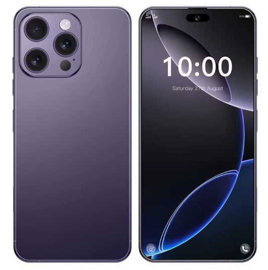 I17 Pro Max 5G Android 14 Global Version Smartphone Facial Recognition Function 6.8inch Drop Screen/Waterfall Feature RAM 16GB+1TB ROM (Purple) Smartphone smp