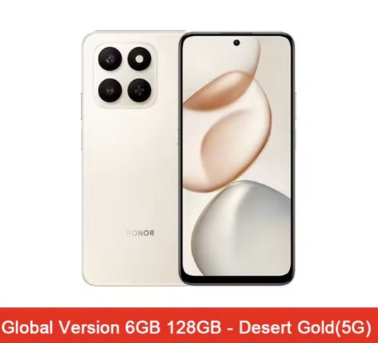 Honor X7d Global Version Gold Smartphone Facial Recognition &Fingerprint Unlock Function Dust Water & Scratch Resistant HD Screen Super/Fast Charging Smartphone smp