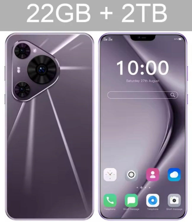 2026 HOT New P80 Ultra 7.0inch HD 4K 4G 5G Android 22GB+2TB (Purple) Smartphone smp