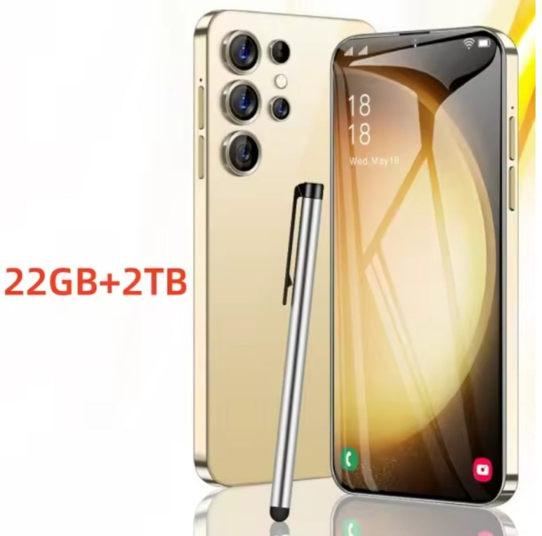 2026 HOT S27 Ultra 7.3 inch HD 4K 5G Android 13 22GB+2TB (Gold) Smartphone smp