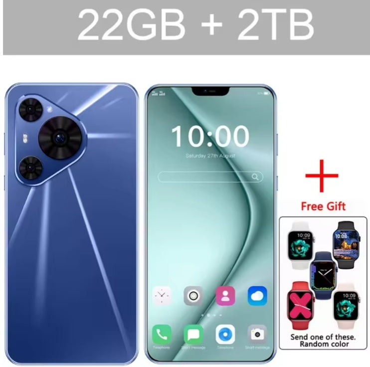2026 HOT New P80 Ultra 7.0inch HD 4K 4G 5G Android 22GB+2TB (Blue) Smartphone +1 FREE Smartwatch smp