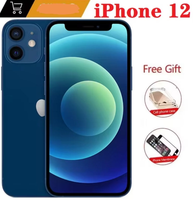 iPhone 12 4G Smartphone Facial Recognition Function 6.1inch Screen RAM 128GB (Blue) Smartphone + FREE Phone Case. smp