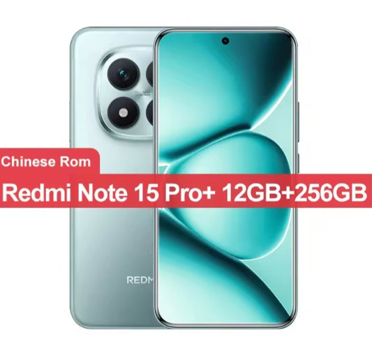 Xiaomi  Redmi Note 15 Pro Plus Chinese Version Cyan Smartphone Facial Recognition & Fingerprint Unlock Function Dust Water & Scratch Resistant HD Screen Super/Fast Charging (RAM 12GB+256GB) Smartphone smp