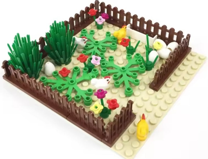 Children's Chickens In A Farm Garden Building Blocks Set Toys tys bbs