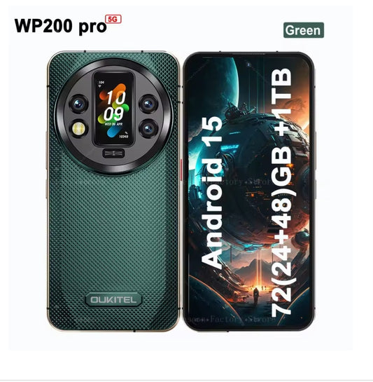 Oukitel WP200 Pro 5G Rugged Global Version Green Smartphone Facial Recognition & Fingerprint Unlock Function Dust Water & Scratch Resistant HD Screen Super/Fast Charging Smartphone. smp