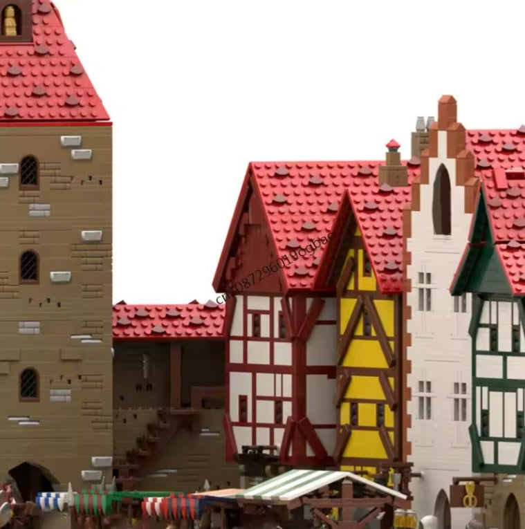 European Medieval Street View Town & Market Building Blocks Set Toys tys bbs