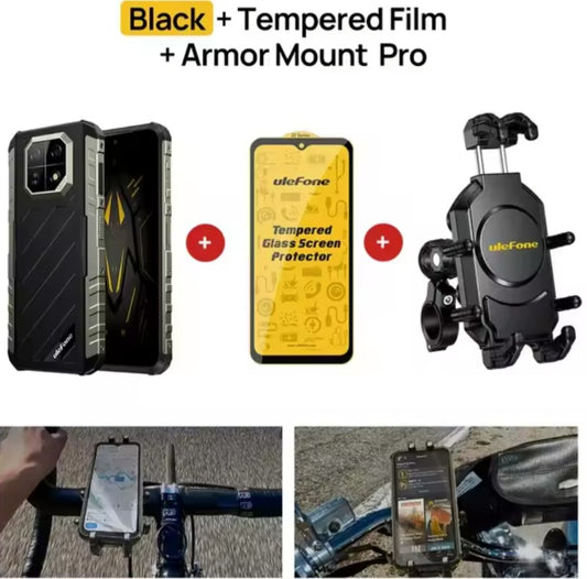 Ulefone Armor Rugged Global Version Smartphone Facial Recognition & Fingerprint Unlock Function Dust Water & Scratch Resistant (256GB ROM) Black Smartphone + Free Tampered Film ÷ Free Armor Mount Pro. smp