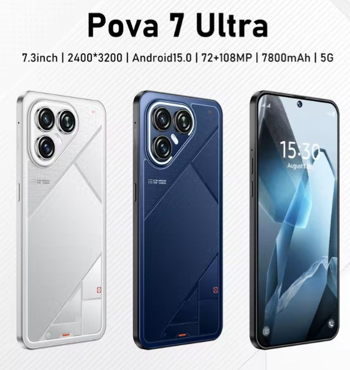 HOT 2025 PC Pova 7 Ultra Global Edition 7.3inch Android 8GB+256GB (Silver) Smartphone smp