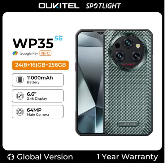 OUKITEL WP35 Rugged Waterproof 5G Smartphone Global Version HD Screen Super/Fast Charging (Green) Smartphone smp