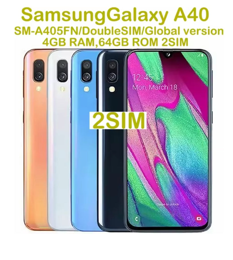 Samsung Galaxy A40 Global Version Black Smartphone Dust Water & Scratch Resistant HD Screen Super/Fast Charging Smartphone. smp
