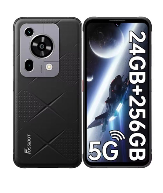 FOSSIBOT F112 Pro 5G Rugged Global Version Black Smartphone Facial Recognition & Fingerprint Unlock Function Dust Water & Scratch Resistant HD Screen Super/Fast Charging Smartphone smp