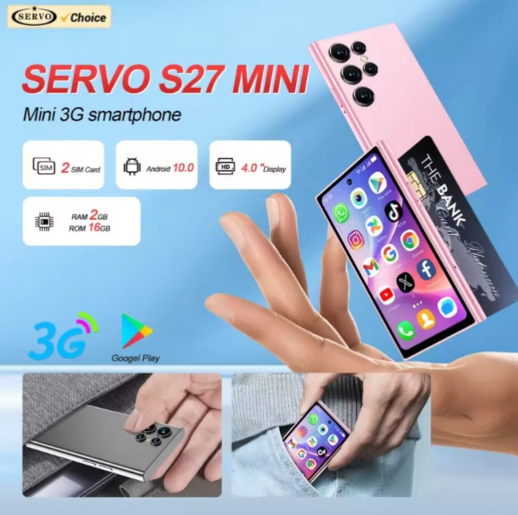 SERVO S27 Mini 3G Android Palm Smartphone With Facial Recognition Function RAM 2GB+16GB ROM (Pink) Smartphone smp