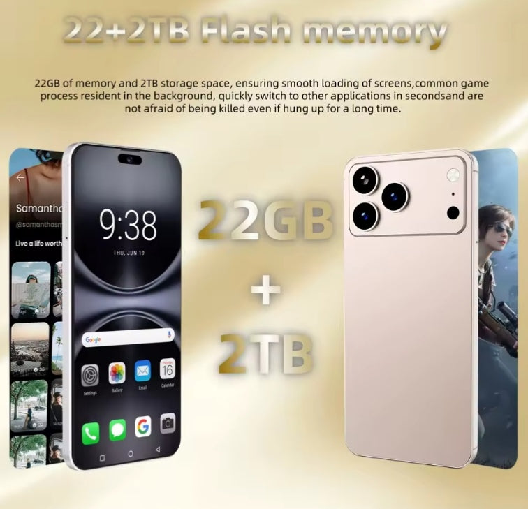 Hot 2026 New XS17 Pro Max 7.3inch HD 4K 4G 5G Android 16GB+1TB (Blue) Smartphone smp