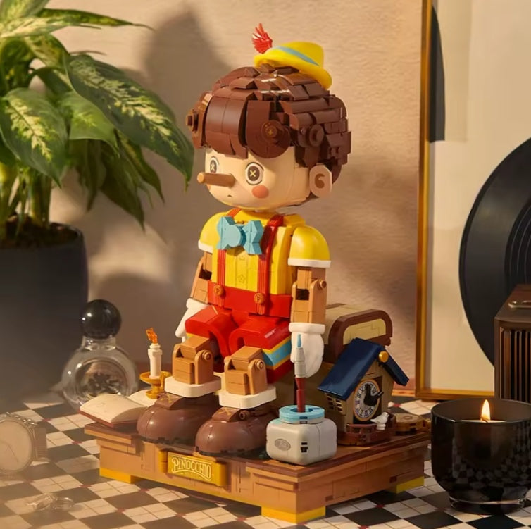 Pinocchio Long Nose Wooden Doll Puppet Decor Building Blocks Set Toys tys bbs dll