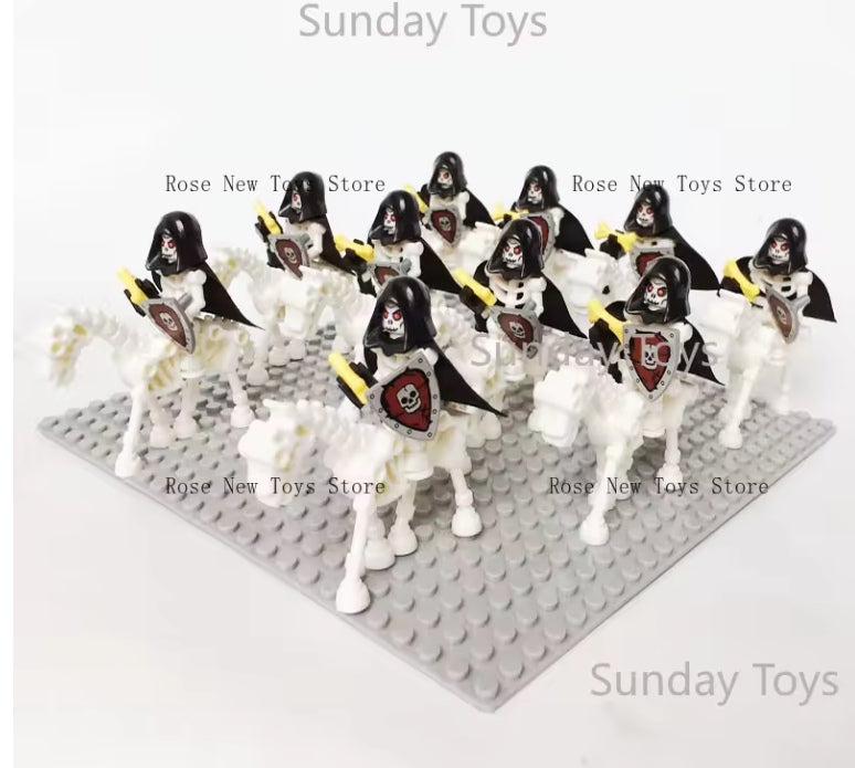 Children's Medieval Castle King's Black Warrior Horse Riders Building Blocks Set Toys tys bbs