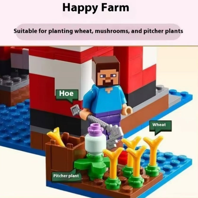 Foldable Mushroom Farmhouse Building Blocks Set Toys tys bbs