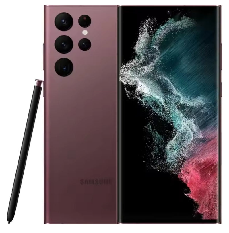 Samsung Galaxy S22 Ultra 5G Snapdragon 8 Smartphone 6.8inch HD Screen RAM 12GB+512GB ROM (Burgundy) Smartphone smp