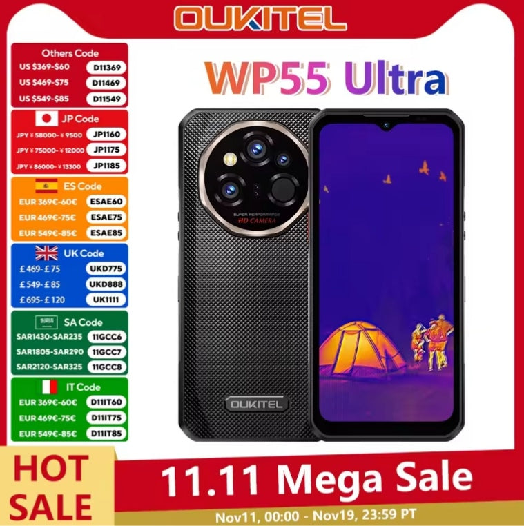 OUKITEL WP55 Ultra Rugged Android Phone Thermal Imaging (Grey) smp