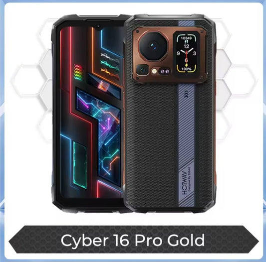 HOTWAV Cyber 16 Pro G100 Rugged Global Version Gold Smartphone Facial Recognition & Fingerprint Unlock Function Dust Water & Scratch Resistant HD Screen Super/Fast Charging Smartphone. smp