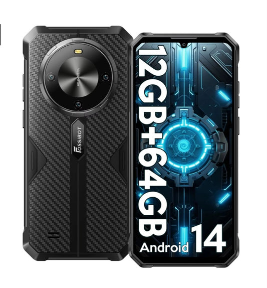 FOSSIBOT F105 Rugged 5G Global Version Smartphone Facial Recognition & Fingerprint Unlock Function Dust Water & Scratch Resistant HD Screen Super/Fast Charging Black Smartphone smp