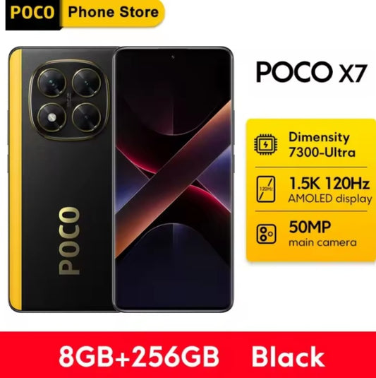 Xiaomi Poco X7 5G Global Version Black Smartphone Facial Recognition & Fingerprint Unlock Function Dust Water & Scratch Resistant HD Screen Super/Fast Charging (RAM 8GB+256GB ROM) Smartphone + FREE Gift. smp