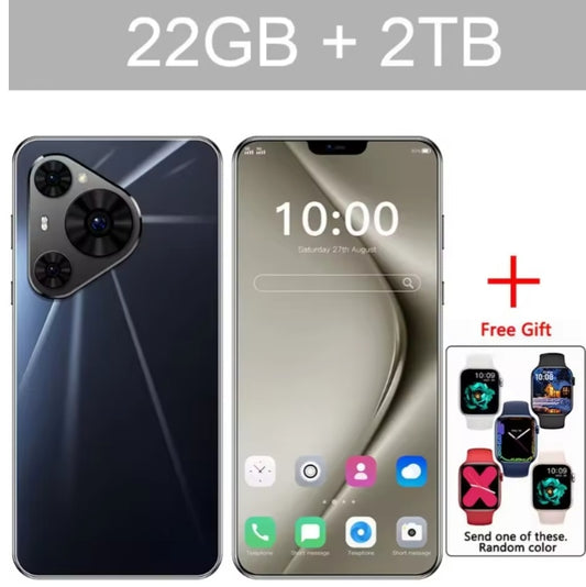 2026 HOT New P80 Ultra 7.0inch HD 4K 4G 5G Android 22GB+2TB (Black) Smartphone +1 FREE Smartwatch smp