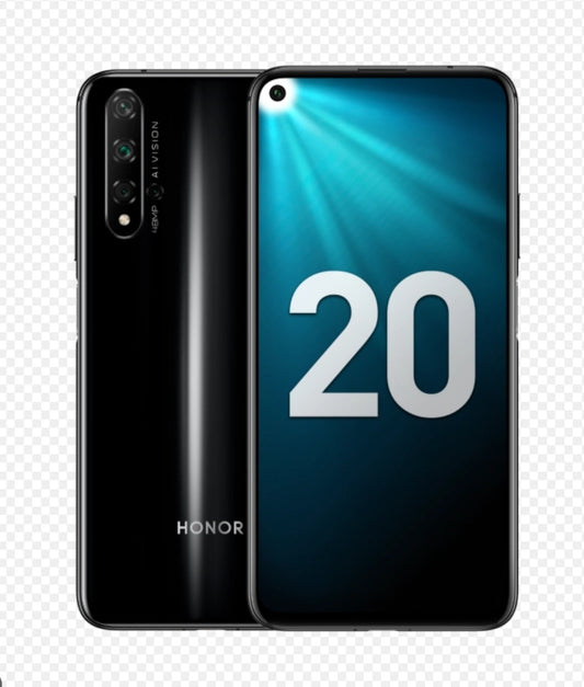 Honor 20 4G Global Version Black Smartphone Facial Recognition & Fingerprint Unlock Function Dust Water & Scratch Resistant HD Screen Super/Fast Charging (RAM 8GB+128GB ROM) Smp&option smp